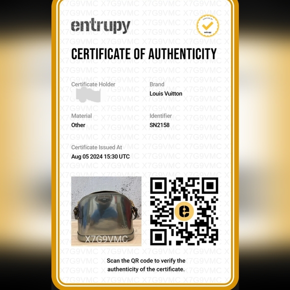 LOUIS VUITTON LV Gris Metal Miroir Vernis Mini Alma - Picture 14 of 15